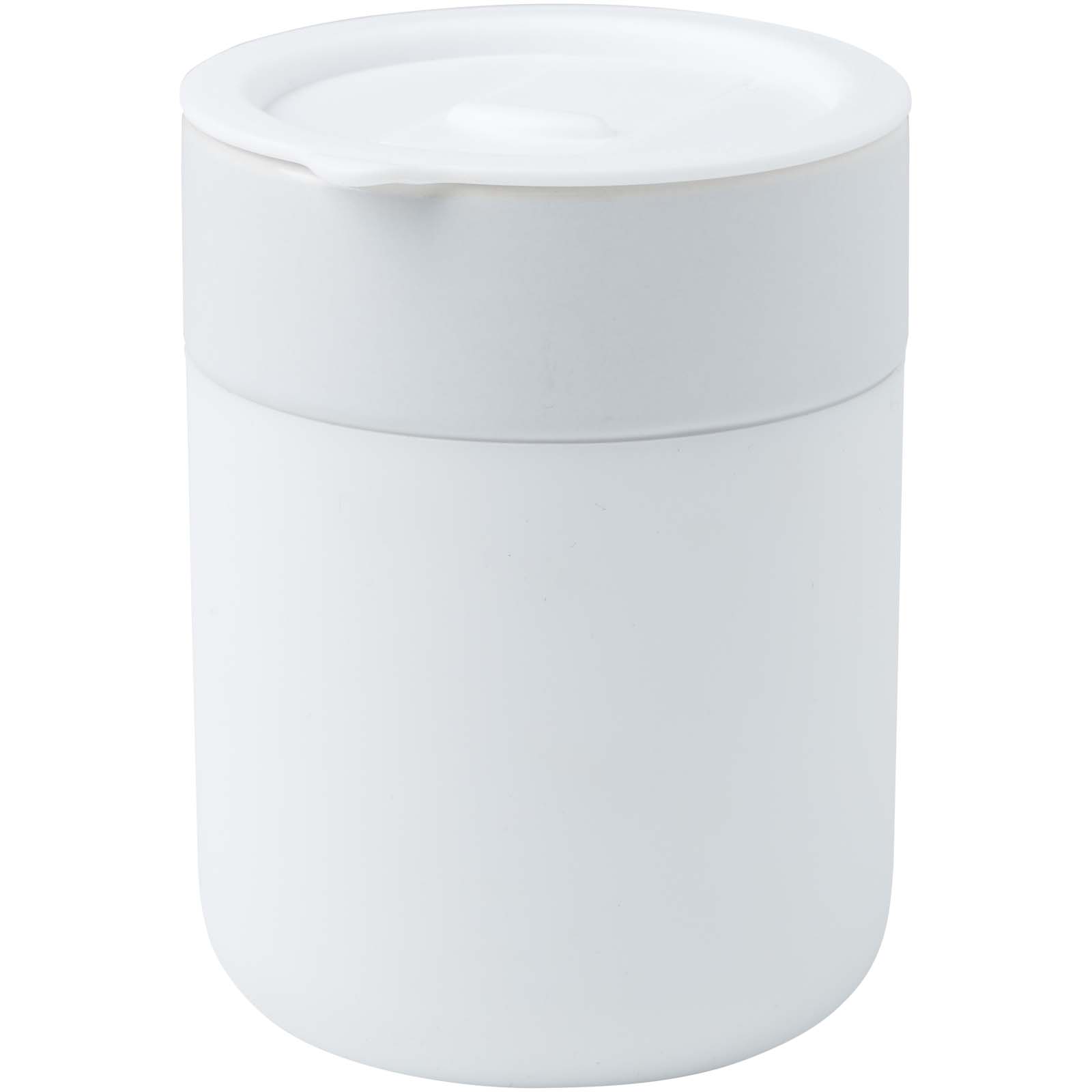 Java 330 ml ceramic tumbler with silicone wrap and plastic lid