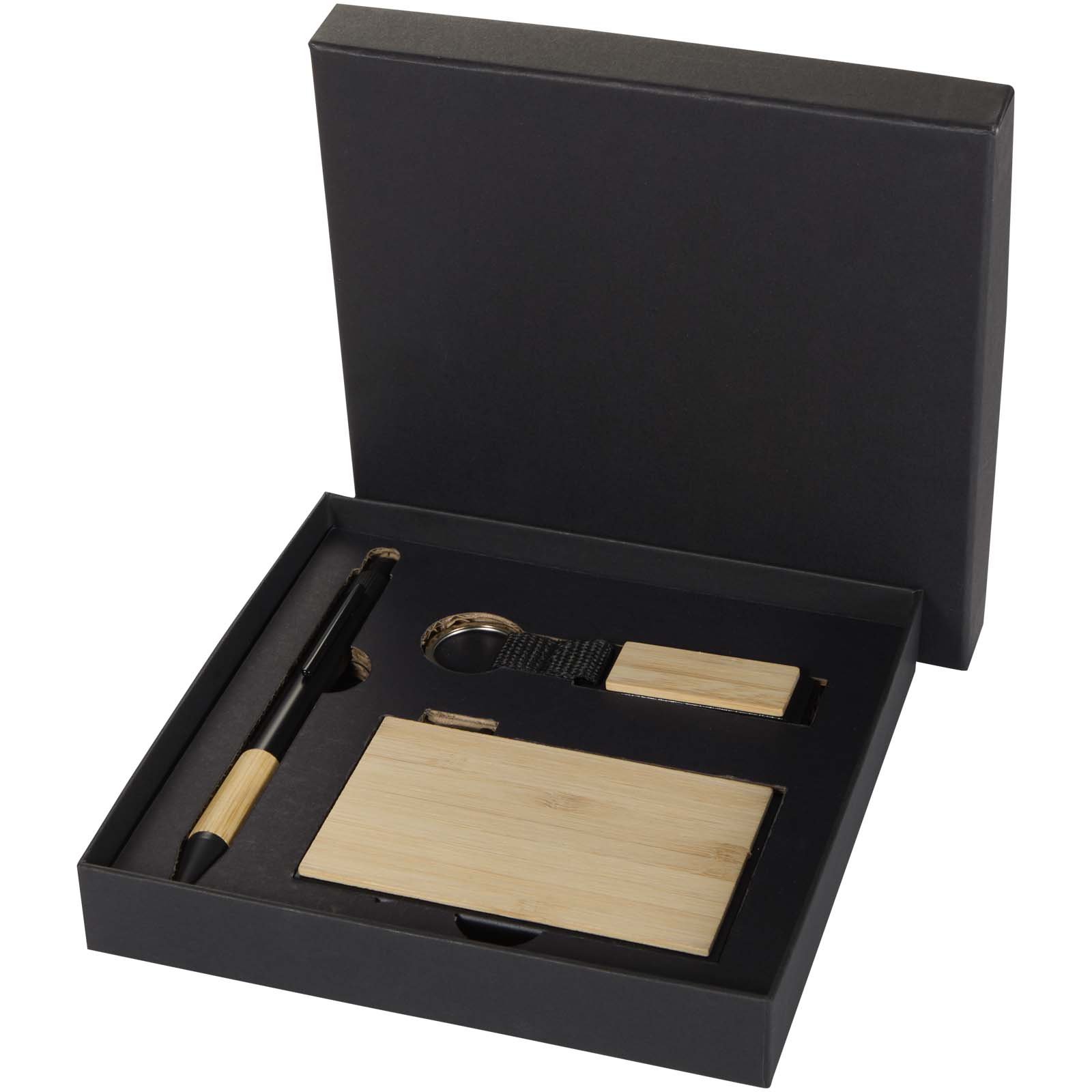 Minka RCS recycled aluminium ballpoint pen, keychain and RFID card holder gift set