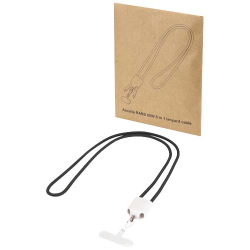 Ion 65W 5-in-1 recycled plastic lanyard charging cable