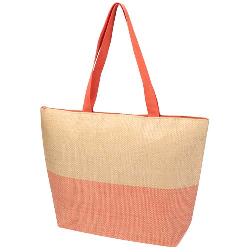 Rhythm straw paper large zipped tote bag 21L